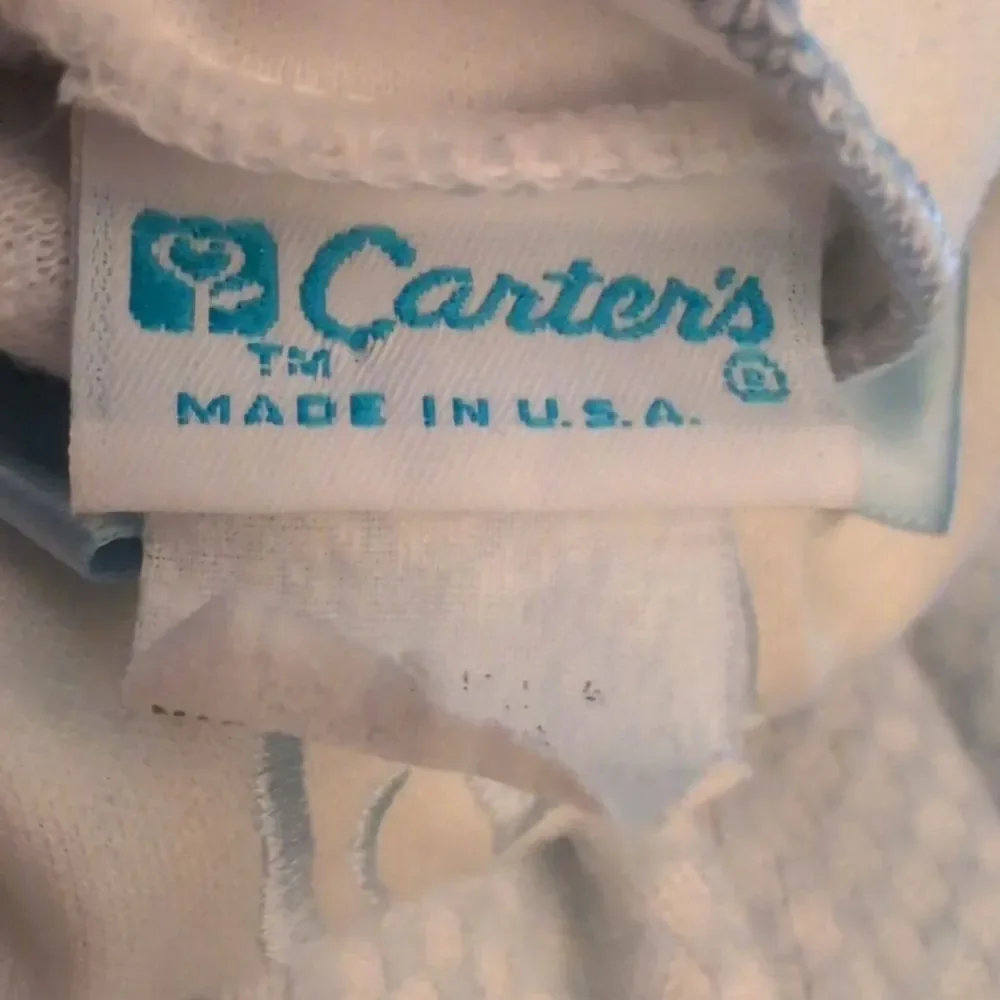 Carter's‎ Vintage Infant Blue White Embroidered Bunny Carrot Outfit